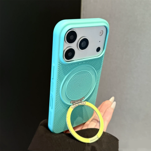 Mesh Honeycomb Holes Heat Dissipation Magnetic Holder Case For iPhone 17 16 15 14 13 12 Pro Max For Magsafe Charge Cooling Cover