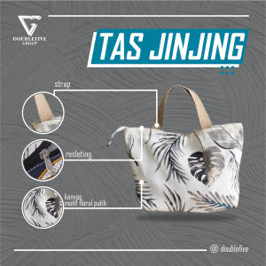 TAS JINJING HANDBAG - TAS MUKENA - TAS MAKEUP BAHAN KANVAS MOTIF - 01