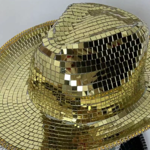 Sparkling Cowboy Hat Mirrored Glitter Wild for Bachelorette Party Disco Glitter Cowboy Hat Disco Hat for Actor Actress