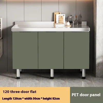 Stainless Steel Kitchen Cabinet Large Capacity Multi-functional Storage Cabinet Storage Cabinet With Double Sink