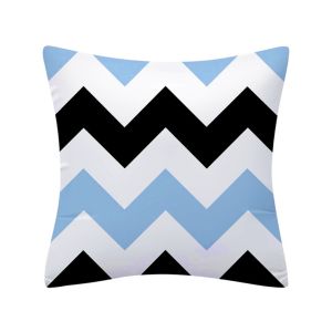 Throw Pillow Case For Sofa bedding Couch cushion cover 18X18inches with Zipper Pillowcase Blue Geometric Home Plus MS-23