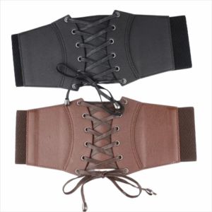 GOLFDIN PU Leather Waist Belt Corset Solid Color Elastic Wide Belts Slimming Waistband Waistband for Dress Coat