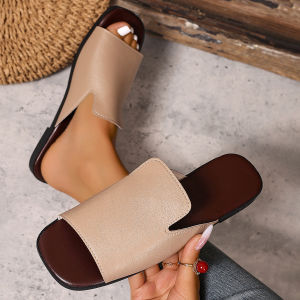 [Free Shipping] Plus-Size 2025 Summer New Fashion Simple Versatile Casual One-Strap Flat Sandals For Women