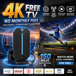 NO MONTHLY FEES Plug and play tv antenna indoor 4K UHD 15x Signal Amplifier Upgraded Chip antenna tv all channel