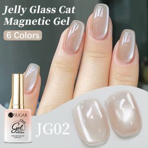 UR SUGAR Glass Bead Cat Magnetic Nail Gel Polish Flash White Spar Nude Nail Gel Magnetic Galactic Effect 15ml