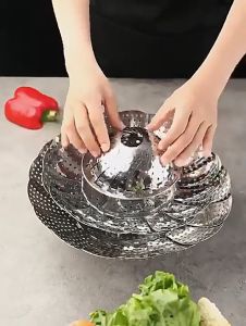 ถาดนึ่งสแตนเลสแบบพับได้ อาหารทะเล ถาดนึ่งเอนกประสงค์ ซาลาเปานึ่งข้าวโพดอาหารทะเลนึ่ง ซาลาเปานึ่งข้าวโพด