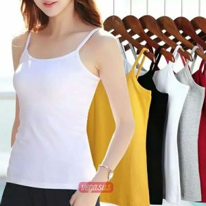 Tank-top Miniset Atasan-Tali kecil-Pakain Dalam Singlet Wanita Hitam Putih/Kamisol-Aurora Store