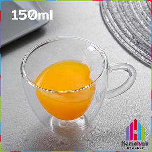 HB 150ml 250ml Double Wall Glass Mug Heat Resistant Coffee Glass Cup Fashion Heart Shape
