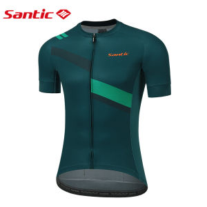 Santic เสื้อเจอร์ซี่ปั่นจักรยานสำหรับผู้ชายเสื้อเจอร์ซีย์สำหรับปั่นจักรยานเสือภูเขาแขนสั้นชุดกีฬาแห้งเร็วระบายอากาศได้ดีพร้อมกระเป๋า KM1C02220