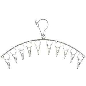 10/20 Clips Stainless Steel Laundry Drying Rack Multi-purpose Drying Rack with Windproof Socks Bras Hats Hanger