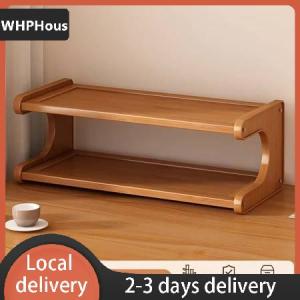[COD] WHPHous Ship within 24 hours 2 3-tier Bamboo Desktop Water Cup Holder storage Rack organizer wooden Desktop Storage Rack