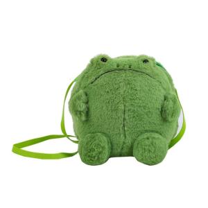 Cartoon Animal Shoulder Bag for Kids Girls Women Green Frog Purse Lovely Plush Crossbody Bag Winter Messengers Bag