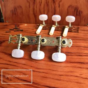 Khóa đàn guitar classic không rỉ - Đặt hàng tặng pick - Khóa bọc tay nhựa dễ vặn - khoảng cách giữa các chốt là 35 cm