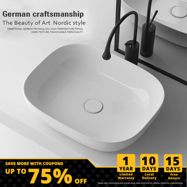 Bathroom Sink Ceramic Lavatory Basins With Faucet Washbasin Vessel Sink ...