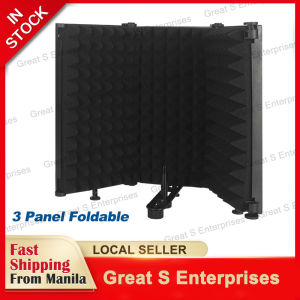 GSE 5/3 Panel Foldable Studio Microphone Isolation Shield Recording Sound Absorber Foam Panel3Noise reduction Collapsible Studio Microphone Panel Sound Isolation Panel Sound Absorbing Foam Panel Tripod Liftable