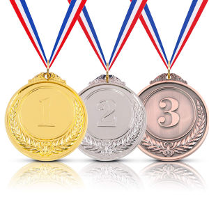 3pcs/set Gold Silver Bronze Award Medals with Ribbon Winner Reward Badge Kids Game Prize