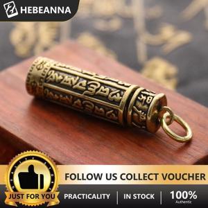 hebeanna พวงกุญแจห้อยทรงกระบอกทองเหลืองกล่องใส่ยากล่องยา
