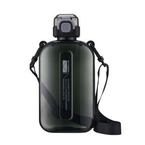 FIGHTINPC Dung lượng lớn Bình nước thể thao Hình vuông phẳng 750ML Ấm đun nước du lịch Thời trang Dây đeo có thể điều chỉnh Bình uống nước ngoài trời Phụ nữ Nam giới