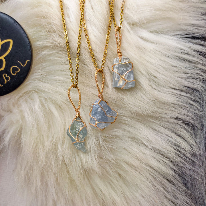 Celestite Necklace (Spiritual Strength) Raw Crystal Celestite