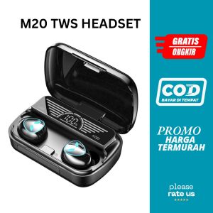 Headset Bluetooth TWS M20 Pro powerbank 2 in 1 Nirkabel Full Bass 10D HIFI Stereo Suara Gaming Headset Bluetooth 5.3
