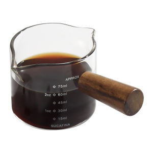 Espresso Cup Glass Measuring Cup Double Mouth Bottle Coffee Share Pot Wooden Handle Glass Small Milk