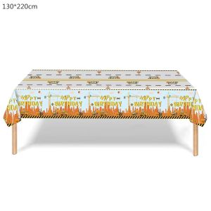 【Ready Stock】Construction Tablecloth Plastic Table Cover For Engineering Birthday Party Supplies Home Decors