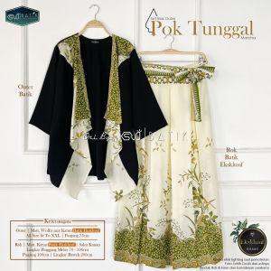 Setalan batik wanita dewasa blazer set outer kardigan rok katun one set kondangan pesta pernikahan terbaru motif pok tunggal