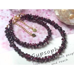 Gelang Tangan Kristal Suasa Emas Natural Crystal Garnet Bracelet Accessories 天然水晶石榴石碎石手链