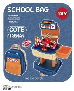 BOWA 2in1 DIY Puzzle Brick Blocks School Bag Back Pack 8411-8416P Zoo /Slide/ Castle/ FireTruck/ Civil/ Police [Ready Stock]