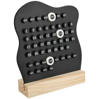 Acrylic Wooden Desktop Calendar Perpetual Calendar Decoration Manual Ferrule Acrylic DIY Ring Wooden Desk Calendar for Kitchen Furnishing Office DIY Table Calendar Week Month Day Display