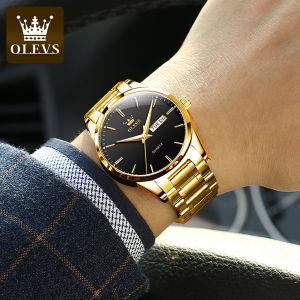 OLEVS Mens นาฬิกาแบรนด์ชั้นนํา Luxury สแตนเลสชายนาฬิกาควอตซ์กันน้ําสําหรับชายอัตโนมัติวันที่เจิดจรัส Dual ปฏิทินธุรกิจนาฬิกาข้อมือ 6898G