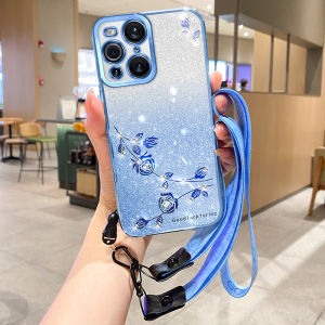L&F  For Casing Oppo Find X3 / Find X3 Pro  Electroplating Flash Diamond Rose Protection lens anti-scratch Gradient Rhinaute Mobile Phone Back Cover