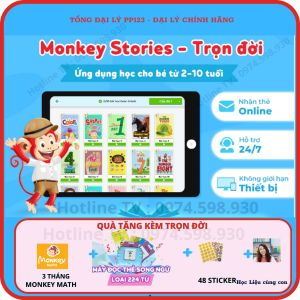 Monkey Stories Trọn Đời ( Tiếng Anh cho bé 3-15 tuổi ) Kèm quà