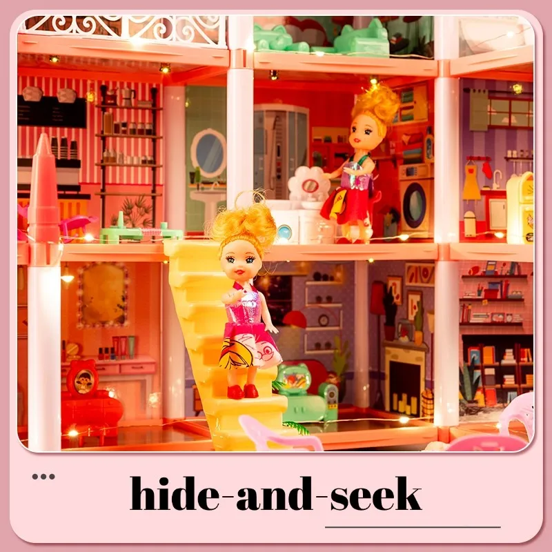 Three Storey Villa Dollhouse Kids DIY Family Doll House