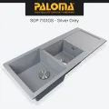 PALOMA SGP 7101 Kitchen Sink Bak Cuci Piring Dapur Progranite 2 Bowl Topmount Undermount Pro Granite Granit Quartz Top Under Mount Black Grey Gray White Hitam Abu Putih 7101BC 7101GS 7101WR. 