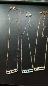 外贸饰品梅家项链V金三钻小号滚珠满钻简约个性风滑动锁骨链饰品