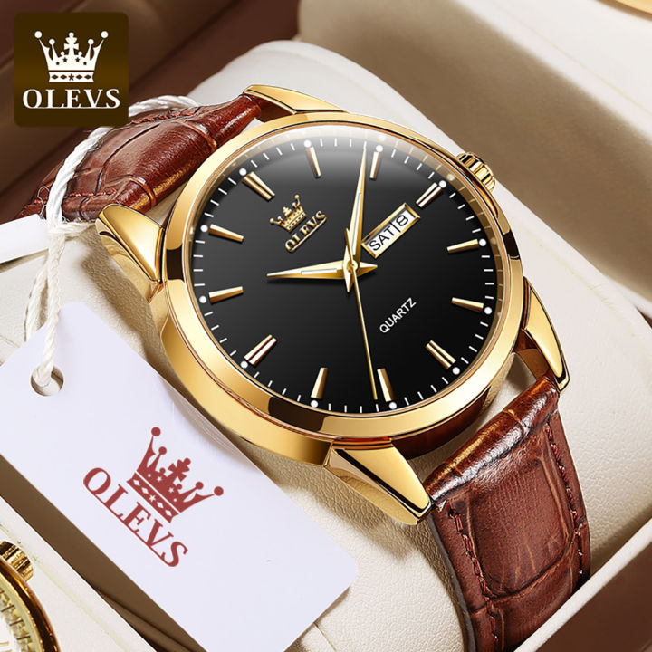 OLEVS Jam Tangan Pria Anti Air Original 100% Elegan Mewah Tali