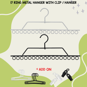 JME Ready Stock 17 Ring Hanger Black White Chrome Cangkuk Pendek