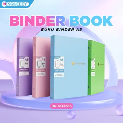 Binder Book SQUEEZY A5 Full Ring Besi 128 Lembar – Notebook Ring | Warna Pastel | BN-SQA5-3286