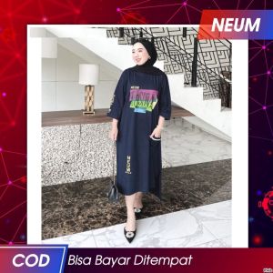 BEST SELLER NEW PRODUK LONG TUNIK NEUM- LONG Tunik NEUM BAHAN Kaos combad 20s Panjang Jumbo Wanita Muslimah Terbaru kekinian / tunik full printing plastisol BISA COD SELURUH WILAYAH INDONESIA