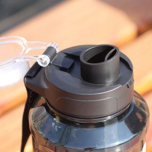 Straw Sports Water Cup with Carrying Rope Transparent Fitness Water Bottle Leakproof Large Capacity Fitness Drinking Bottle H260729