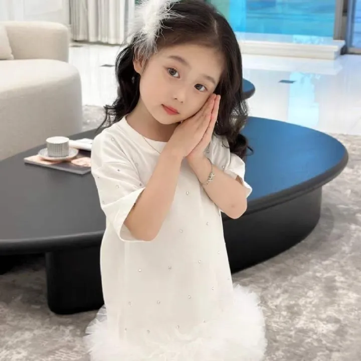 HYS%20Girls%20Dress%20Princess%20A-line%20Skirt%20Summer%20Korean-style%20Boho%20White%20-%20Image%205
