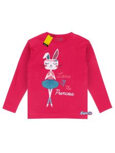 Kaos anak cewek distro lengan panjang karakter kartun animasi RABIT LOVE warna pink fanta bahan adem