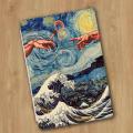 {RUBBIE shell} Van Gogh Waves Case for iPad 12.9 inch 10.9 Air 4 5 Cover 10.2 7/8/9th Generation Mini 5 6 2021 iPad Pro Case Tri-Fold Design. 