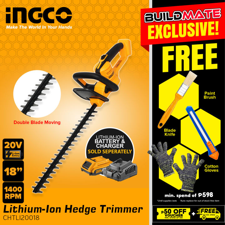 INGCO LithiumIon Hedge Trimmer 20V CHTLI20018 UNIT ONLY BUILDMATE