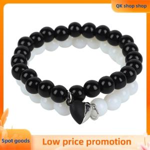✨QK shop✨ 2PCS Black White Bracelet Fashion Couple Friend Matching Magnet Love Bracelet