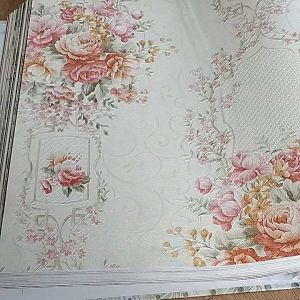Wallpaper Dinding Bunga Shabby PiNk Orange Ungu Kuning