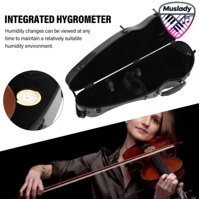 MUSLADY Hộp đựng đàn violin Ba lô Hộp đựng đàn violin Màu đen sợi carbon cho gia đình
