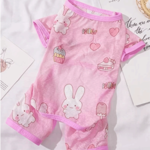 OUTOPEN Cartoon Print Cat Cooling Jumpsuit Sun Protection Ultra-thin Pet Four-legged Clothes Weaning Suit Breathable Mesh Dog Sunscreen Clothes Summer Wear