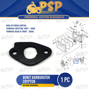 Bonit Karburator Crypton - Ebonit Manipol Manifold Fiber Insulator Karbu Yamaha Vega Lama Vega R
